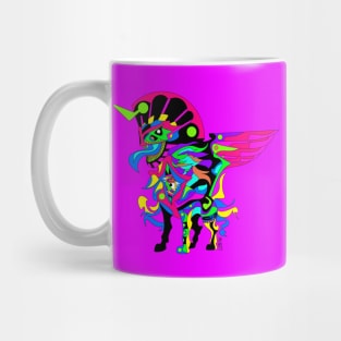 eye in the sky in kaiju sphinx madness ecopop mexican patterns and colors in purple Mug